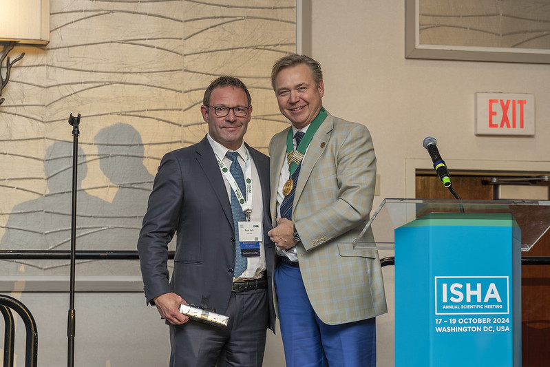 President Paul Beaule with Presidential Guest Speaker Dr Bryan Kelly at ISHA 2024 Annual Scientific Meeting in Washington, DC