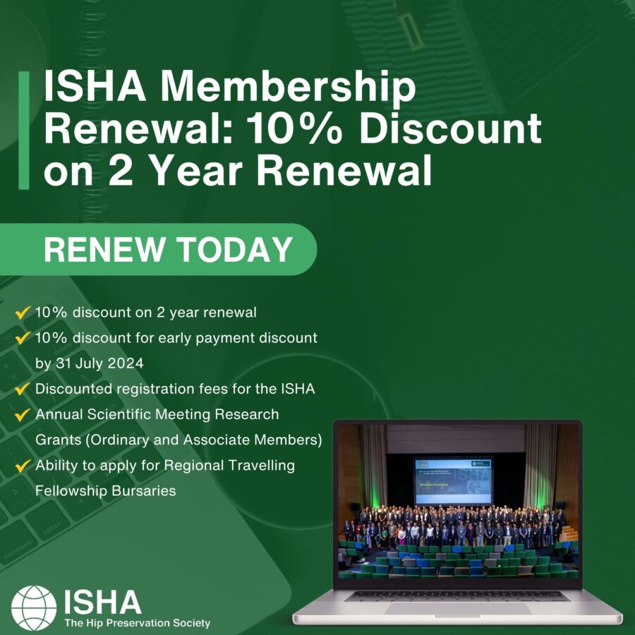 Reminder to ISHA members to renew their membership, with discounts available