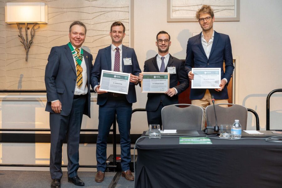 The first ISHA Trainee Members receive their certificates from ISHA President Dr Paul Beaule in Washington DC